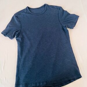 Lululemon Men Basic Tee Short Sleeve Shirt Blue Heathered Training *READ* No Tag